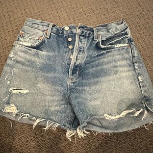 Agolde Blue Jean Shorts Distressed High-Waisted
